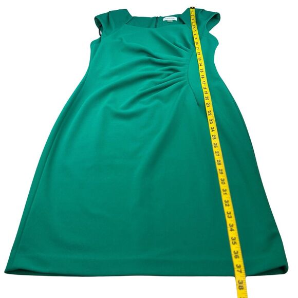 Calvin Klein Dress Womens Sz 10 Green Cap Sleeve Ruched Sheath Fitted Stretch - Picture 6 of 12